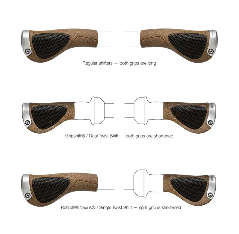 Ergon GP1 Evo Biokork Twistshift Grips Brown/Black for Nexus/Rohloff